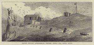 El tránsito de Venus, bocetos en la isla Kerguelen (grabado) de English School