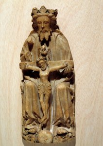 La Trinidad Dios tentó a su hijo Jesús en la cruz. Escultura en alabastro de la Escuela Inglesa. Siglo XV París, Museo Nacional de la Edad Media, Termas de Cluny de English School