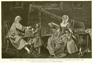 La familia Tschudi: Tschudi afinando un instrumento presentado por él a Federico el Grande, 1745 de English School