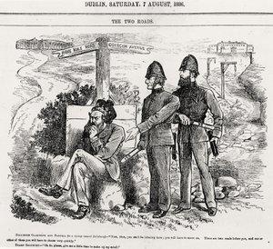 Los dos caminos, ilustración, publicada el 7 de agosto de 1886 de English School