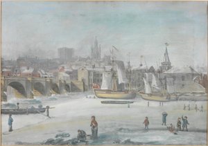 El Puente Tyne - La Gran Helada, 1784 de English School
