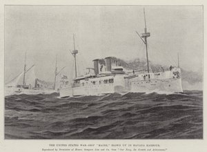 El buque de guerra estadounidense "Maine", explotado en el puerto de La Habana de English School