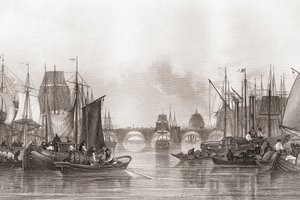 El estanque superior, estanque de Londres, río Támesis, Londres, Inglaterra de English School