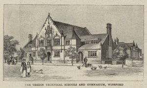Las Escuelas Técnicas y Gimnasio Verdin, Winsford (grabado) de English School