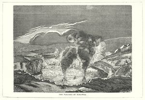 El volcán de Kirawra (grabado)