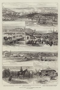 La guerra, Plevna y la rendición de Osman Pasha (grabado) de English School