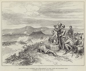 La guerra en Asia, observando el bombardeo de Kars, desde el Tchakmak Tabia (grabado)