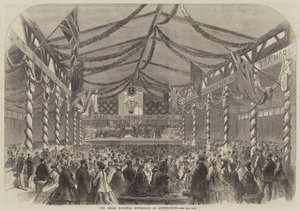El Eisteddfod Nacional Galés en Aberystwith (grabado) de English School