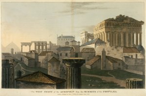 La fachada oeste de la Acrópolis desde la cima de la Propilea, ilustración de "Un viaje por Albania y otras provincias... hasta Constantinopla, durante los años 1809-1810", de J.C. Hobhouse. de English School