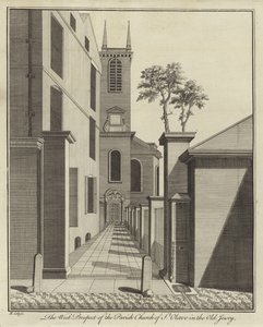 El Prospecto Oeste de la Iglesia Parroquial de St Olave en el Old Jewry, Londres