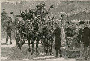 El desfile de caballos de carga del Lunes de Pentecostés en Regents Park; La princesa May presentando las insignias de English School