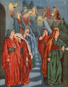 Las vírgenes sabias y necias (litografía en color)