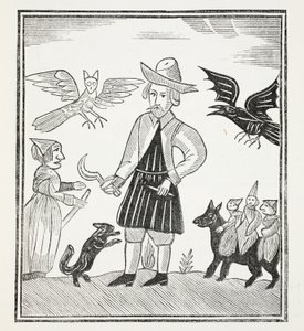 La bruja de los bosques, ilustración de Chap-books of the Eighteenth Century por John Ashton, pub. 1882 de English School