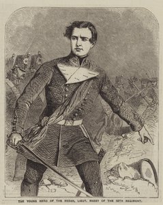 El joven héroe de Redan, teniente Massy del 19º Regimiento (grabado)