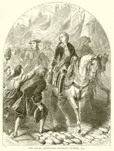 El joven pretendiente entrando en Dundee, 1715 de English School