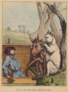 El asno y el oso, de la feria (litografía en color) de English School