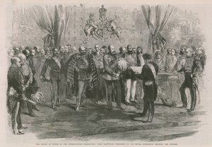 La entrega de premios en la Exposición Internacional; Earl Granville leyendo el discurso de English School