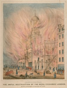 La terrible destrucción de la Bolsa Real de Londres por un incendio la noche del 10 de enero de 1838 de English School