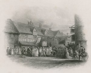 El lugar de nacimiento de Shakespeare con la procesión del jubileo de Garrick