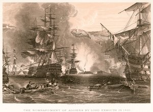 El bombardeo de Argel por Lord Exmouth en 1816 de English School
