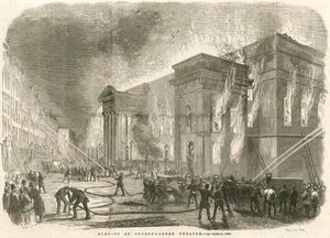 El incendio del Teatro Covent Garden, Londres, en la mañana del 5 de marzo de 1856