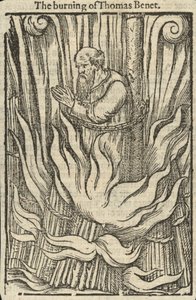 La quema de Thomas Benet (grabado) de English School