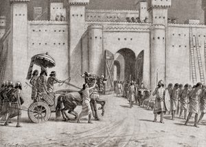 La toma de Damasco en 732 a.C. por Tiglat-Pileser III, de la Historia de las Naciones de Hutchinson, pub.1915