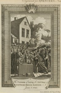 La ceremonia de colocación de la primera piedra del puente de Blackfriars de English School