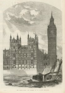 La torre del reloj en las nuevas Casas del Parlamento de English School