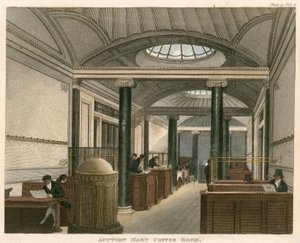 La sala de café del Auction Mart, St Bartholomews Lane, Londres de English School