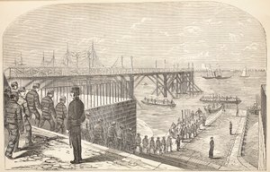 Los convictos regresando a los cascos desde su trabajo en el Arsenal, ilustración de Las prisiones criminales de Londres y escenas de la vida en prisión de Henry Mayhew y John Binny, pub. 1862 de English School
