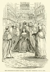 La coronación de la Reina Victoria, del Observer, 2 de julio de 1838 (grabado) de English School