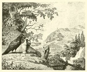 El cuervo y el cántaro (grabado) de English School