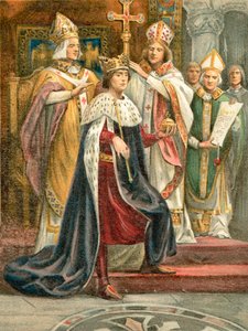 La coronación de Eduardo I (litografía en color) de English School