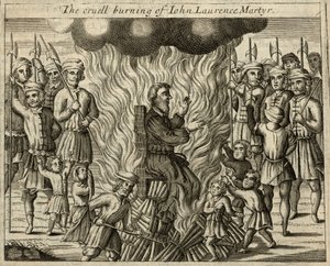 La cruel quema de Juan Lorenzo, mártir (grabado) de English School