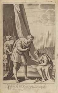 El derrotado Perseo a los pies de Lucio Emilio Paulo en las Guerras Macedónicas de English School