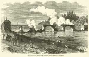 La defensa de París, el incendio del Puente de Asnieres, noviembre 1870 de English School