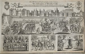 La descripción del Castillo de Windsor, ilustración de Hechos y Monumentos de John Foxe, novena edición, pub. 1684
