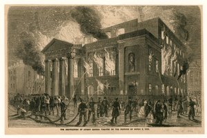 La destrucción del Teatro Covent Garden, Londres, en la mañana del 5 de marzo de 1856
