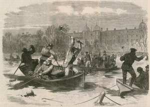 El desastre en el hielo en Regents Park; Dragando el lago en busca de los muertos de English School