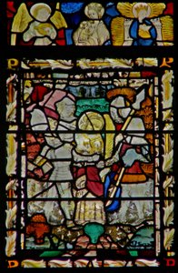 La ventana este que representa el arresto de San Juan, ángel músico y Virgen con Niño y otra Virgen en el dosel