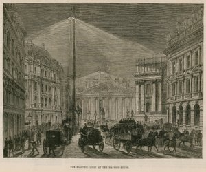 La luz eléctrica en Mansion House, Londres