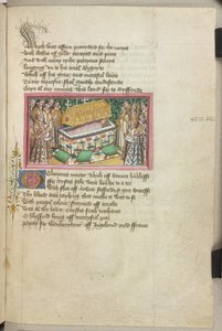 El entierro de Edmund en Bury St Edmund, de las "Vidas de SS Edmund y Fremund", de John Lydgate. de English School
