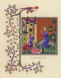 La entrada de Cristo en Jerusalén (litografia en color)