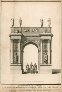 La entrada del Campeón, acompañado por el Alto Condestable y el Conde Mariscal, a través del Arco Triunfal de English School