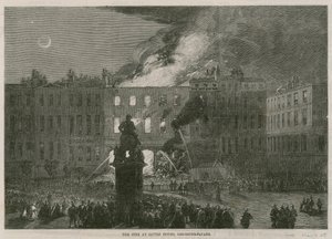 El incendio en Savile House, Leicester Square, Londres de English School