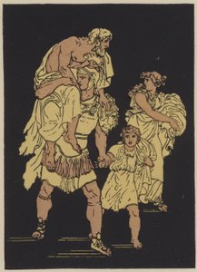 La huida de Troya (litografía en color) de English School