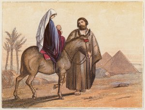 La huida a Egipto (litografía en color) de English School