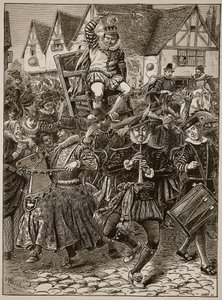 La juerga de Mi Lord of Misrule, ilustración de la Historia Ilustrada de Inglaterra de Cassell de English School