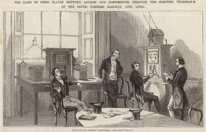 El juego de ajedrez jugado entre Londres y Portsmouth, a través del telégrafo eléctrico de English School